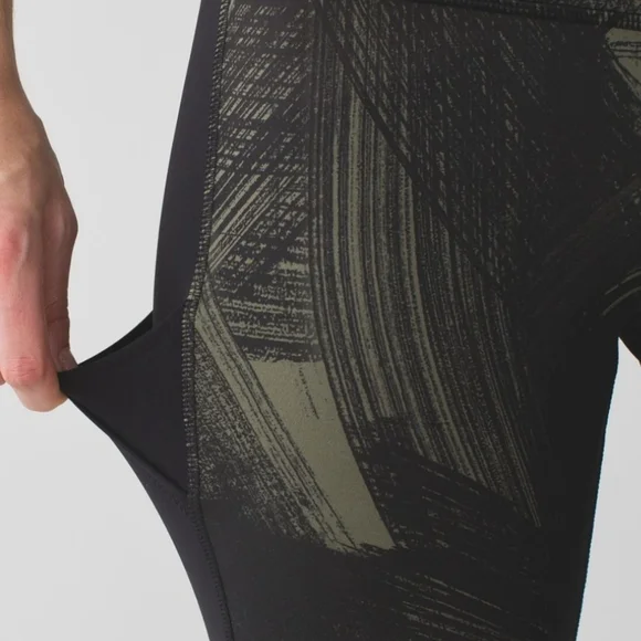 Lululemon Fresh Mesh Run Crop Leggings Sz4 Wind Chill Fatigue Green Blck Pockets - Picture 4 of 16